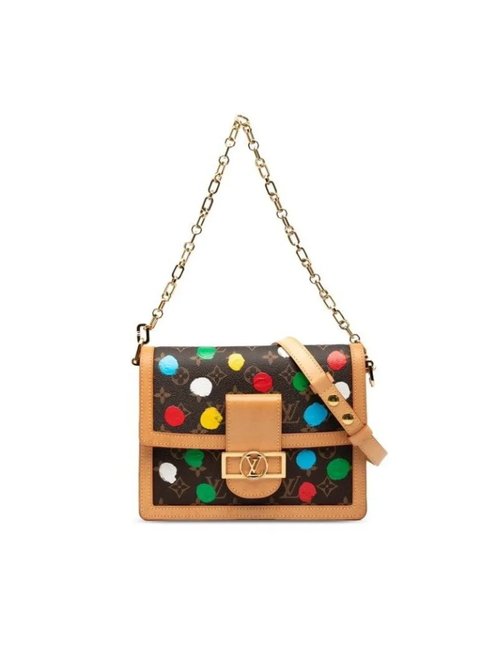Louis Vuitton Yayoi Kusama Monogram Sac Dauphine MM Chain Handbag